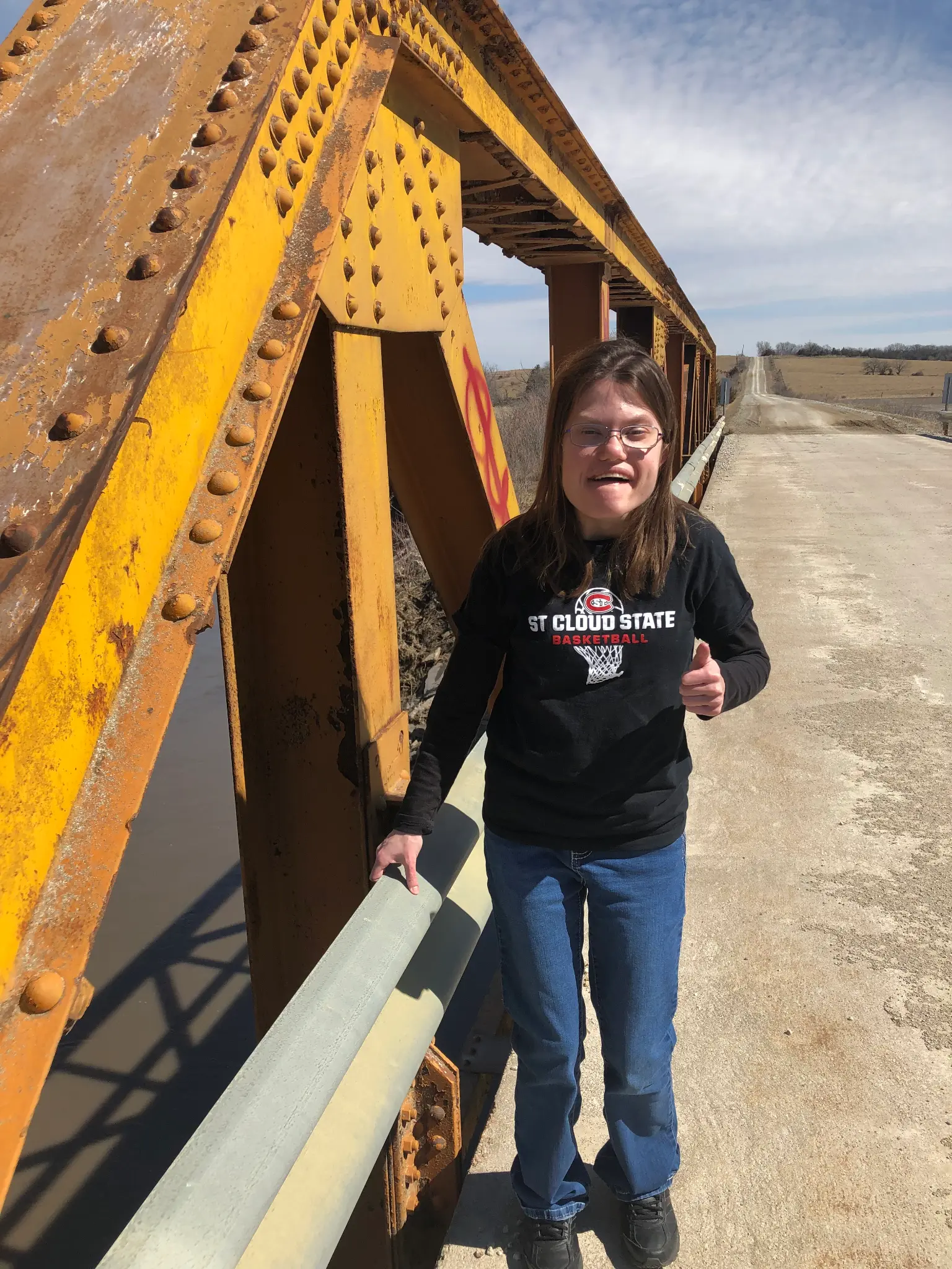 Lis Steel Bridge wearing St Cloud State Sweatshirt